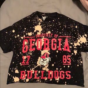 GA Bulldogs distressed cropped tee
